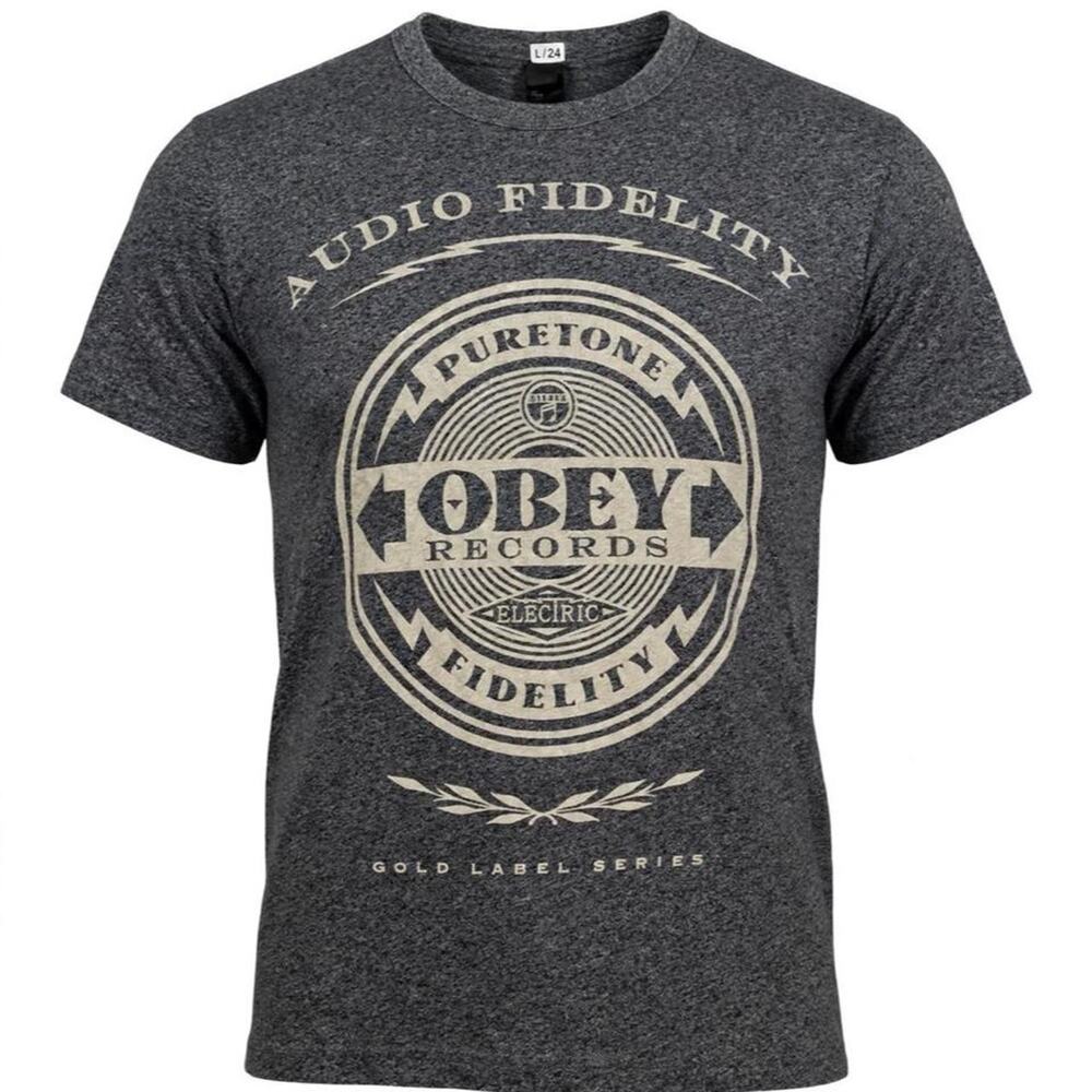 Obey Records T-Shirt with circular logo Mens Size M